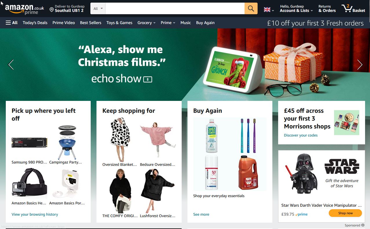 Screenshot of Amazon.com